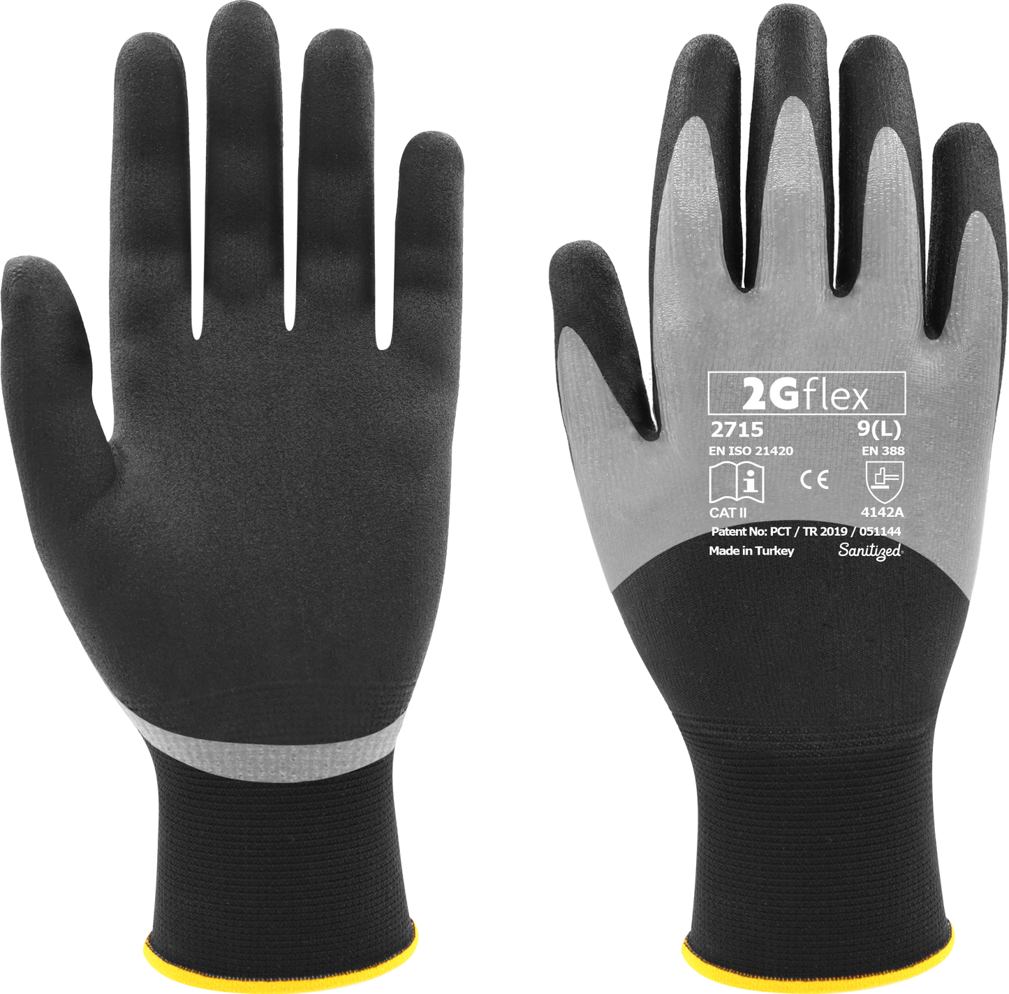 2G Flex 2715 – Doppel 3/4 Nitril beschichtete Polyester Arbeitshandschuhechuhe