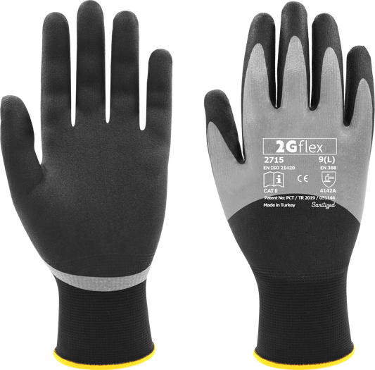2G Flex 2715 – Doppel 3/4 Nitril beschichtete Polyester Arbeitshandschuhechuhe