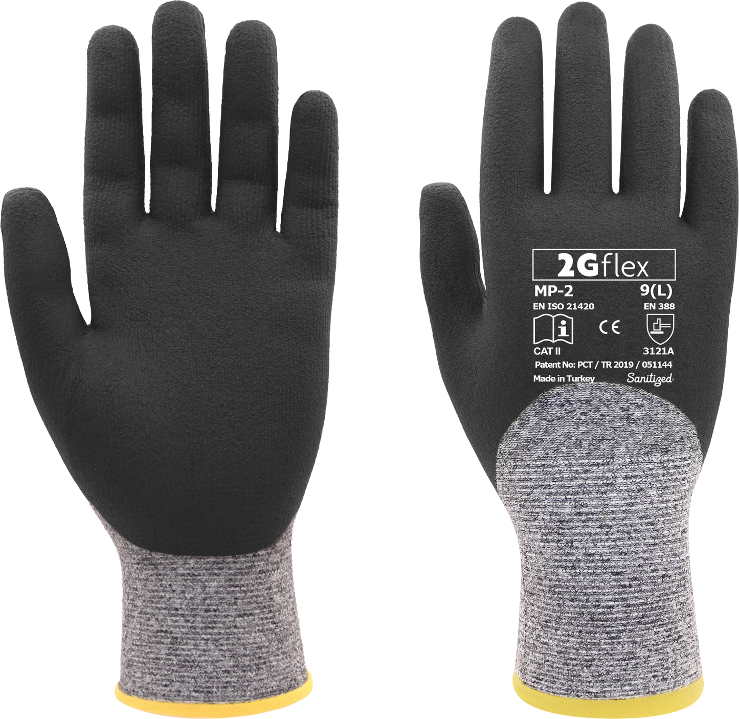 2G Flex MP-2–15G Polyester/Spandex-Strick, ¾ Mikroschaum-beschichtete Arbeitshandschuhe